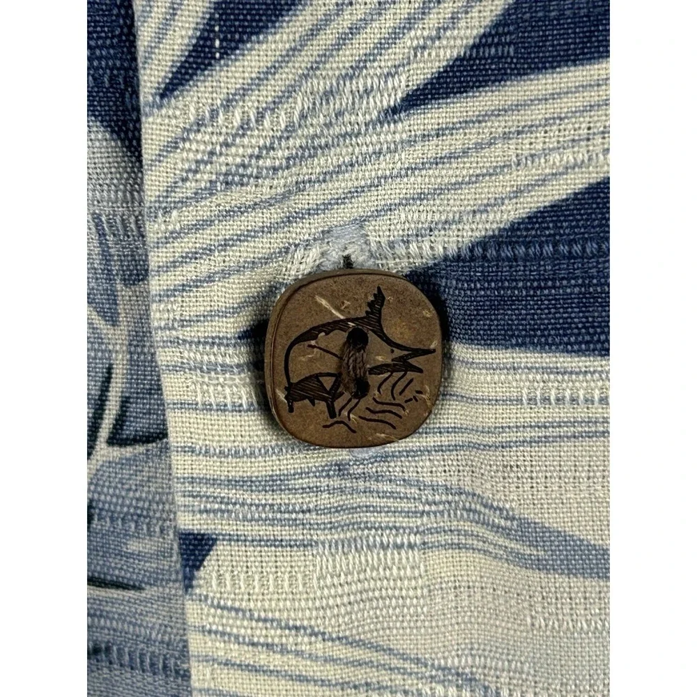 Bermuda Bay 100% Silk Hawaiian Shirt Blue White‎ Short Sleeve Button Up Size 2XL - Picture 11 of 13